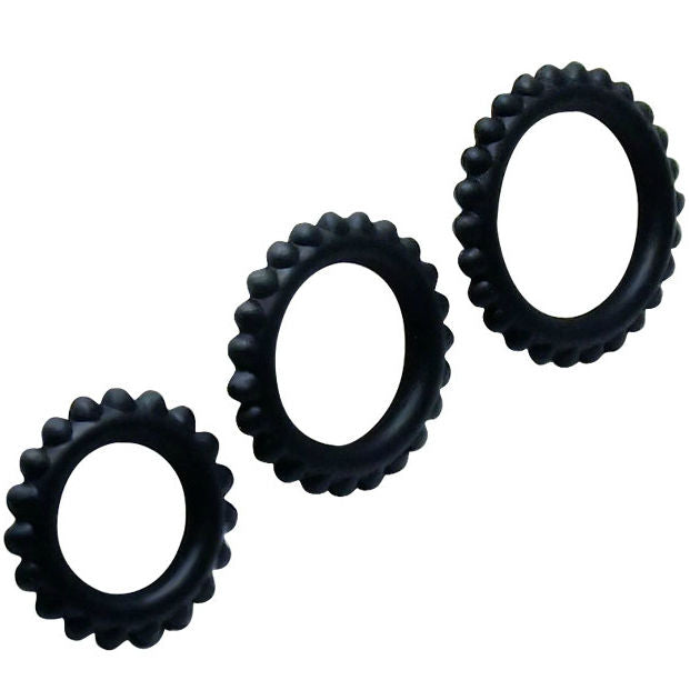 Baile Titan Set 3 Cockring in Silicone Neri – immagine 3