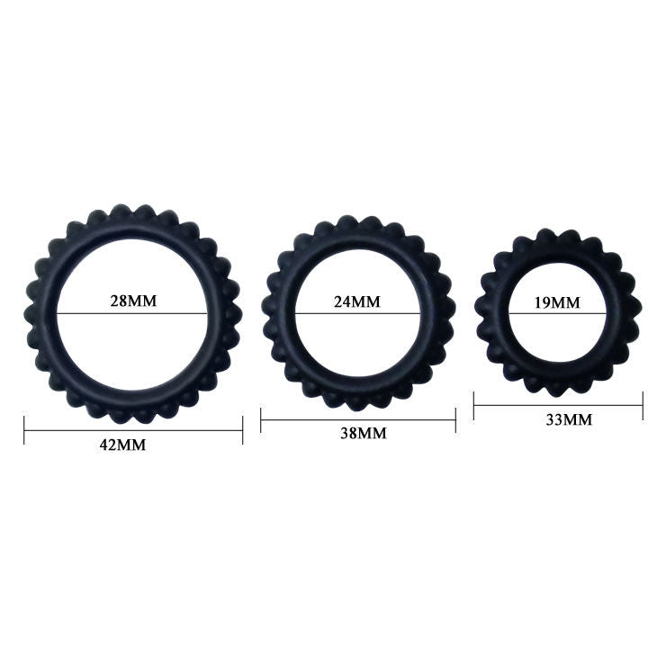 Baile Titan Set 3 Cockring in Silicone Neri – immagine 4