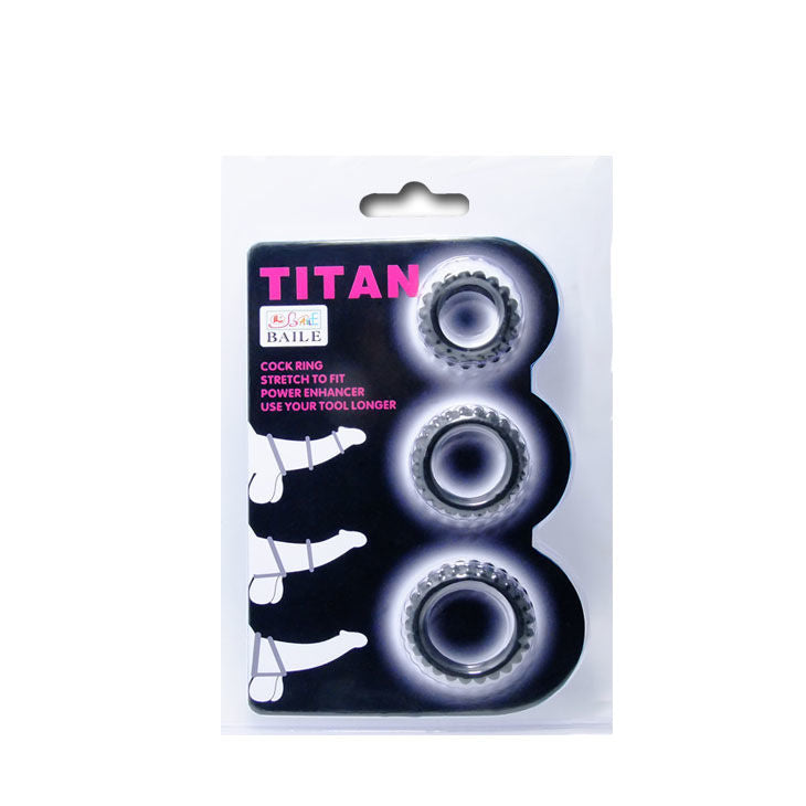 Baile Titan Set 3 Cockring in Silicone Neri – immagine 5