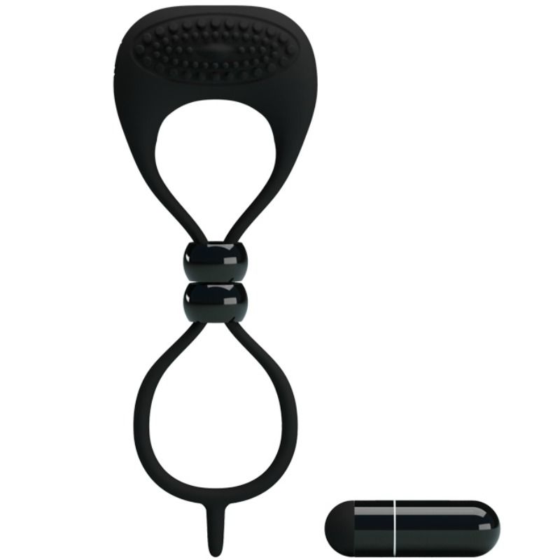 Pretty Love Anello Doppio Vibrante per Pene e Testicoli Nero