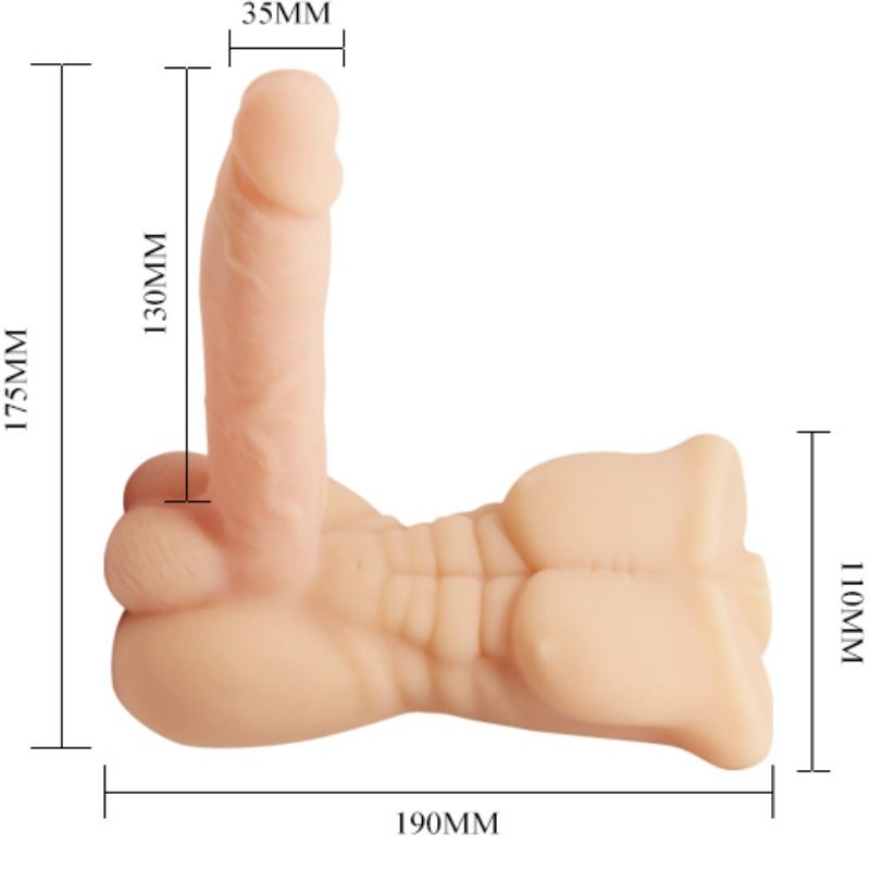Baile Temptation Bigger Man Torso Maschile con Pene Vibrante – immagine 4