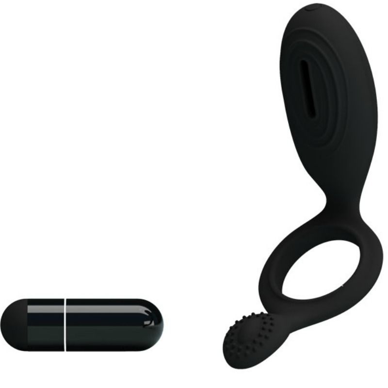 Pretty Love Ethel Anello Vibrante con Stimolatore Clitoride Nero