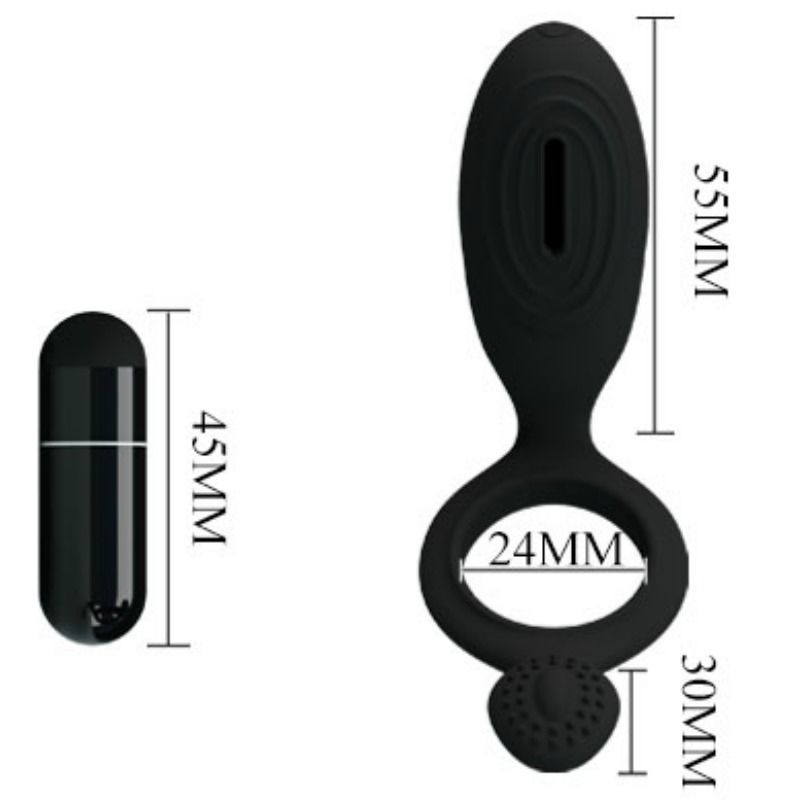 Pretty Love Ethel Anello Vibrante con Stimolatore Clitoride Nero – immagine 5