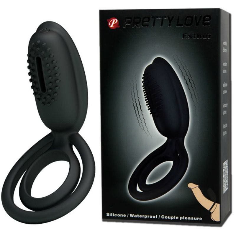 Pretty Love Esther Anello Vibrante con Stimolatore Clitoride Nero – immagine 10