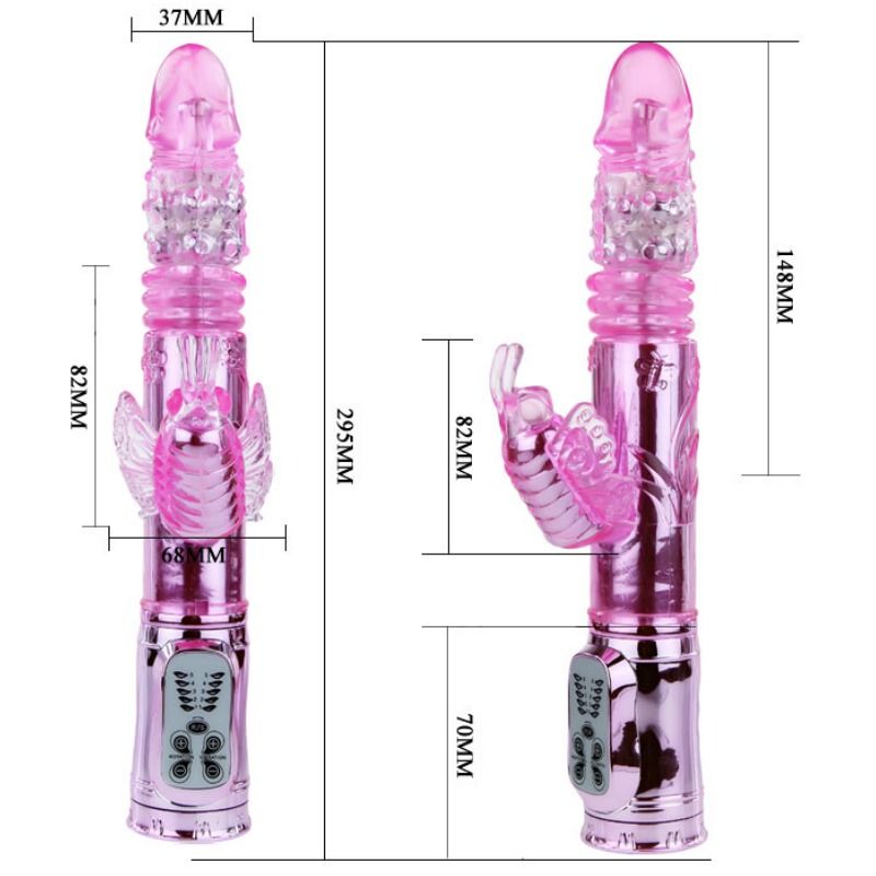 Baile Throbbing Butterfly Vibratore Rabbit Rotante Su e Giù Ricaricabile – immagine 6