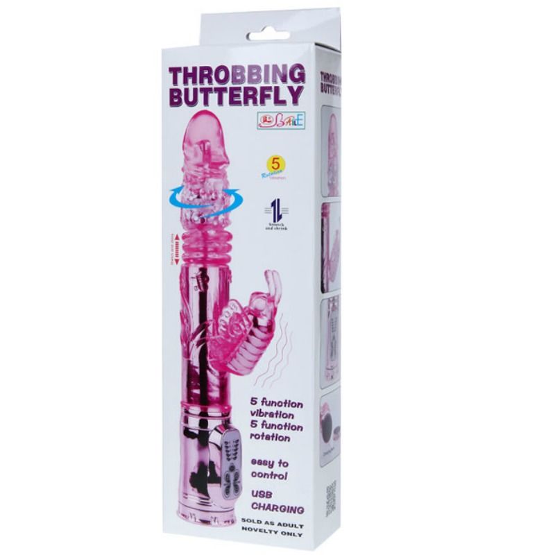 Baile Throbbing Butterfly Vibratore Rabbit Rotante Su e Giù Ricaricabile – immagine 9