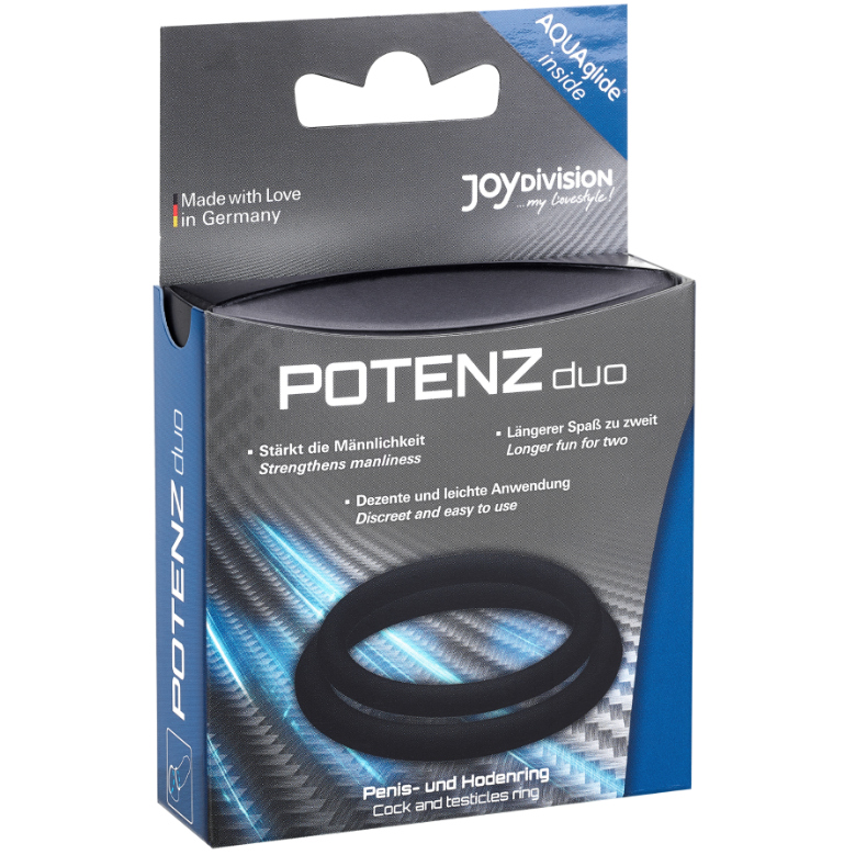 Joydivision Potenzduo Black Rings Anelli Pene e Testicoli in Silicone Taglia M – immagine 2