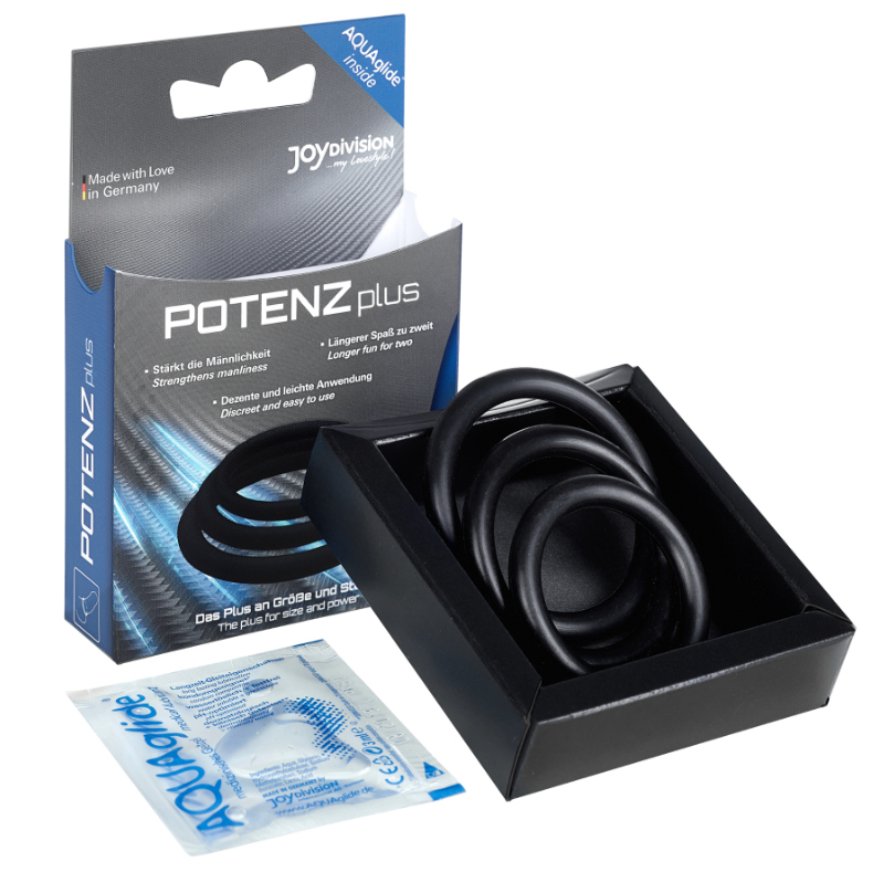 Joydivision Potenzduo Plus Set 3 Anelli in Silicone Neri S M L – immagine 2
