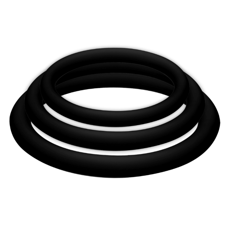 Joydivision Potenzduo Plus Set 3 Anelli in Silicone Neri S M L