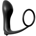 Anello fallico con plug anale Ass-Gasm in silicone nero