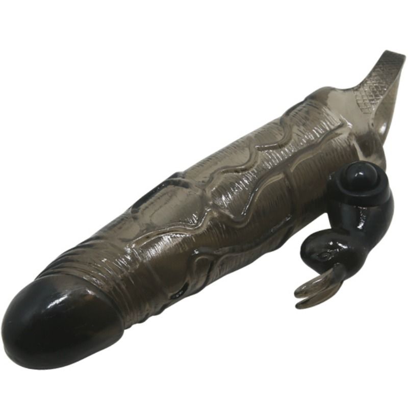Baile Brave Man Guaina per Pene Realistica con Coniglio Vibrante Nera 16,5 cm – immagine 3