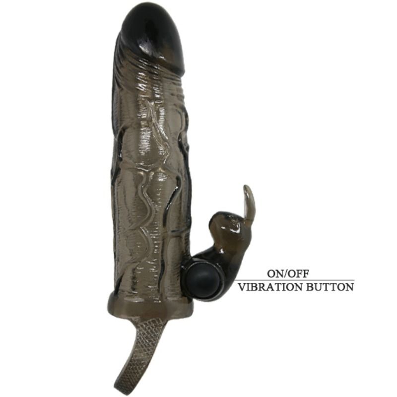 Baile Brave Man Guaina per Pene Realistica con Coniglio Vibrante Nera 16,5 cm – immagine 6