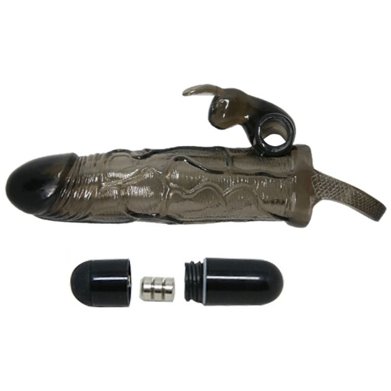 Baile Brave Man Guaina per Pene Realistica con Coniglio Vibrante Nera 16,5 cm – immagine 7