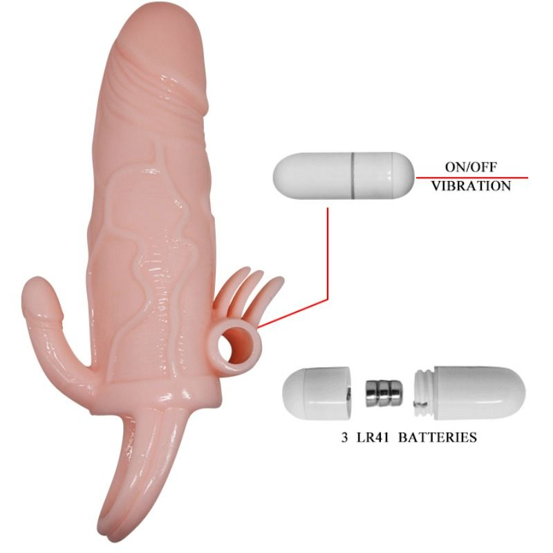 Baile Brave Man Guaina per Pene Realistica con Stimolatore Clitoride e Anale 16,5 cm – immagine 8