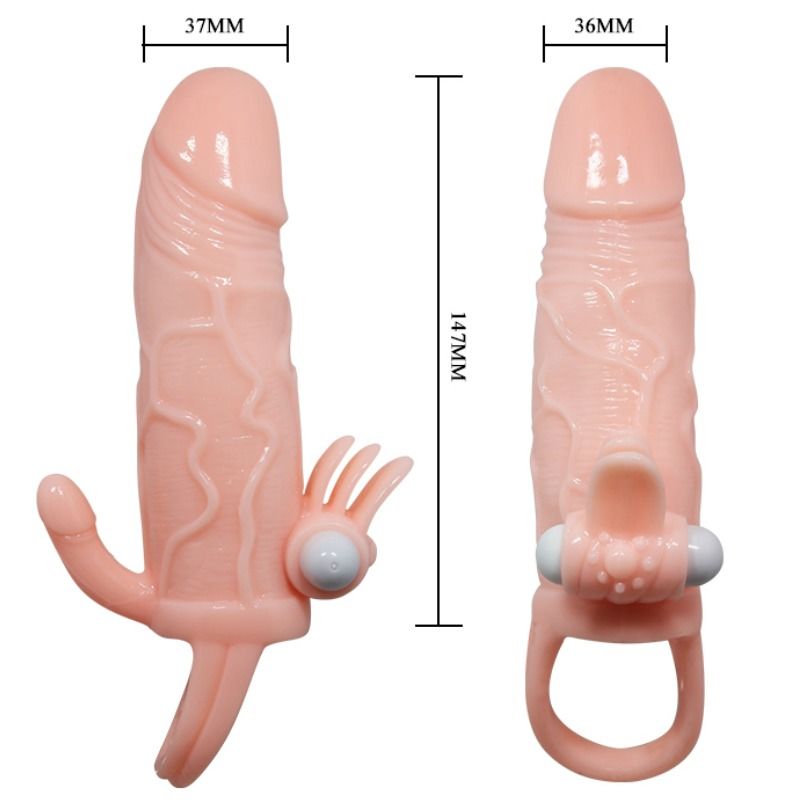 Baile Brave Man Guaina per Pene Realistica con Stimolatore Clitoride e Anale 16,5 cm – immagine 9