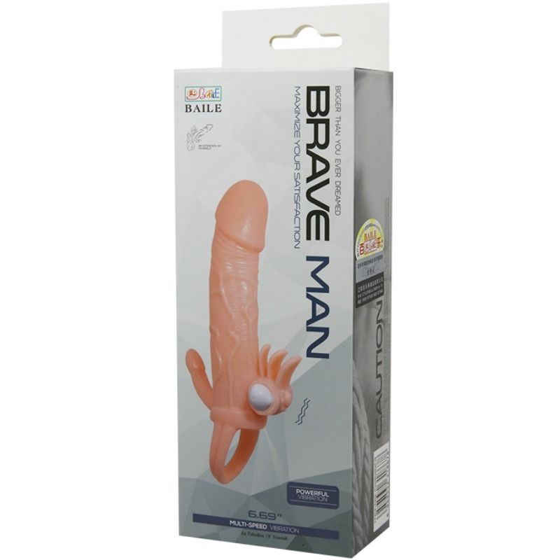 Baile Brave Man Guaina per Pene Realistica con Stimolatore Clitoride e Anale 16,5 cm – immagine 10