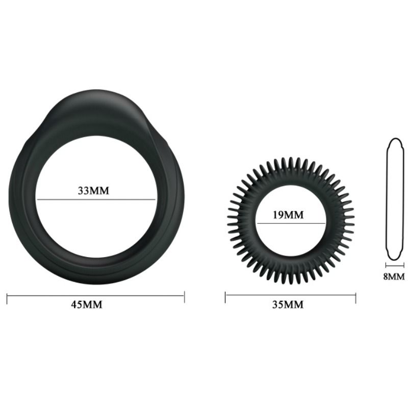 Baile Manhood Kit 2 Anelli in Silicone per Pene e Glande – immagine 5