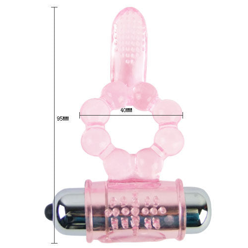 Baile Anello Vibrante in Silicone con Lingua 10 Ritmi Rosa
