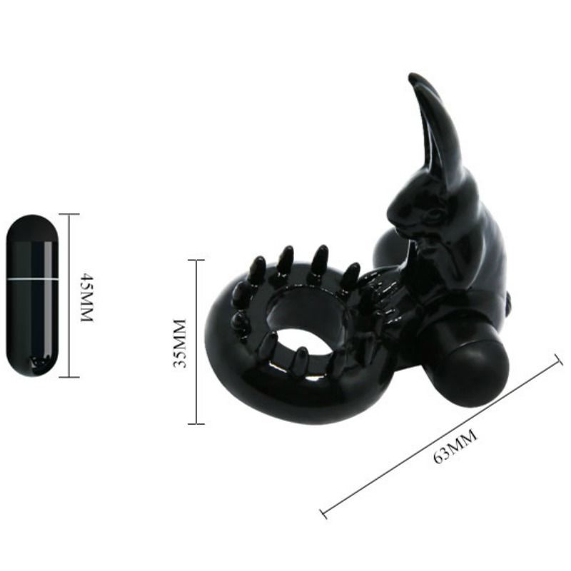 Baile Sweet Ring Anello Vibrante con Coniglietto Clitorideo Nero – immagine 5
