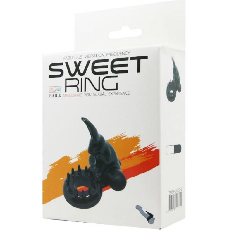 Baile Sweet Ring Anello Vibrante con Coniglietto Clitorideo Nero – immagine 7