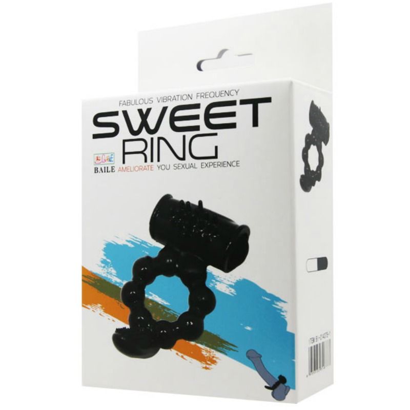 Baile Sweet Ring Anello Vibrante con Doppio Stimolatore Nero – immagine 7
