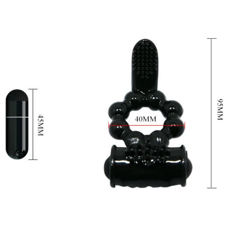 Baile Sweet Ring Anello Vibrante con Doppio Stimolatore Nero – immagine 8