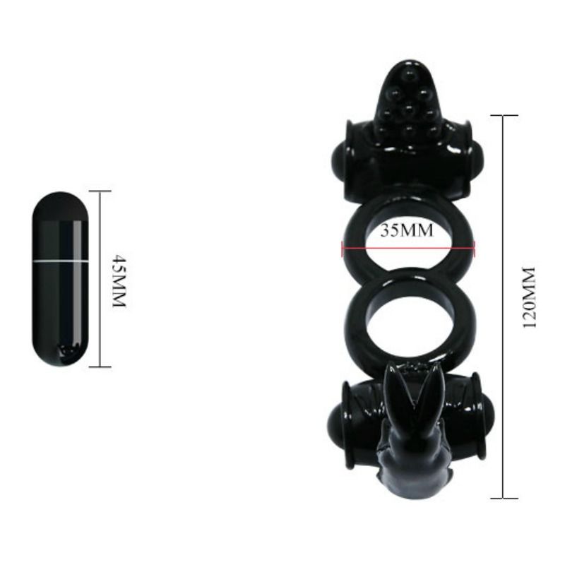 Baile Sweet Ring Anello Doppio Vibrante con Doppio Coniglio – immagine 3