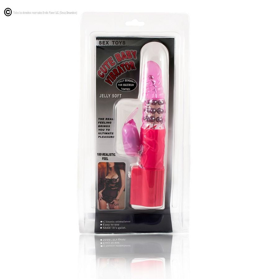 Baile Vibratore Rabbit Rotante con Super Stimolatore a Lingua 23 cm