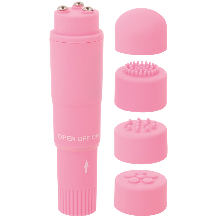 Glossy Kurt Mini Massaggiatore Tascabile con 4 Testine Rosa – immagine 2