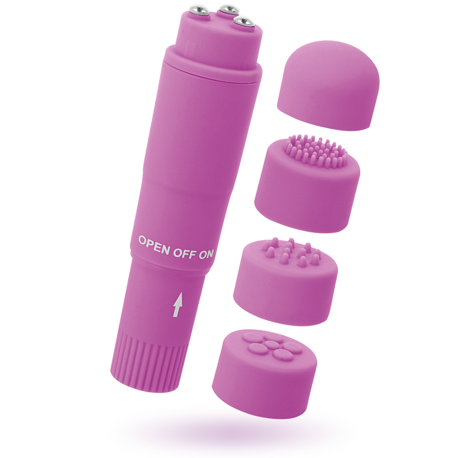 Glossy Kurt Mini Massaggiatore Tascabile con 4 Testine Viola – immagine 2