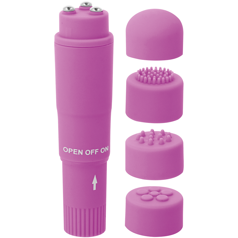 Glossy Kurt Mini Massaggiatore Tascabile con 4 Testine Viola – immagine 3