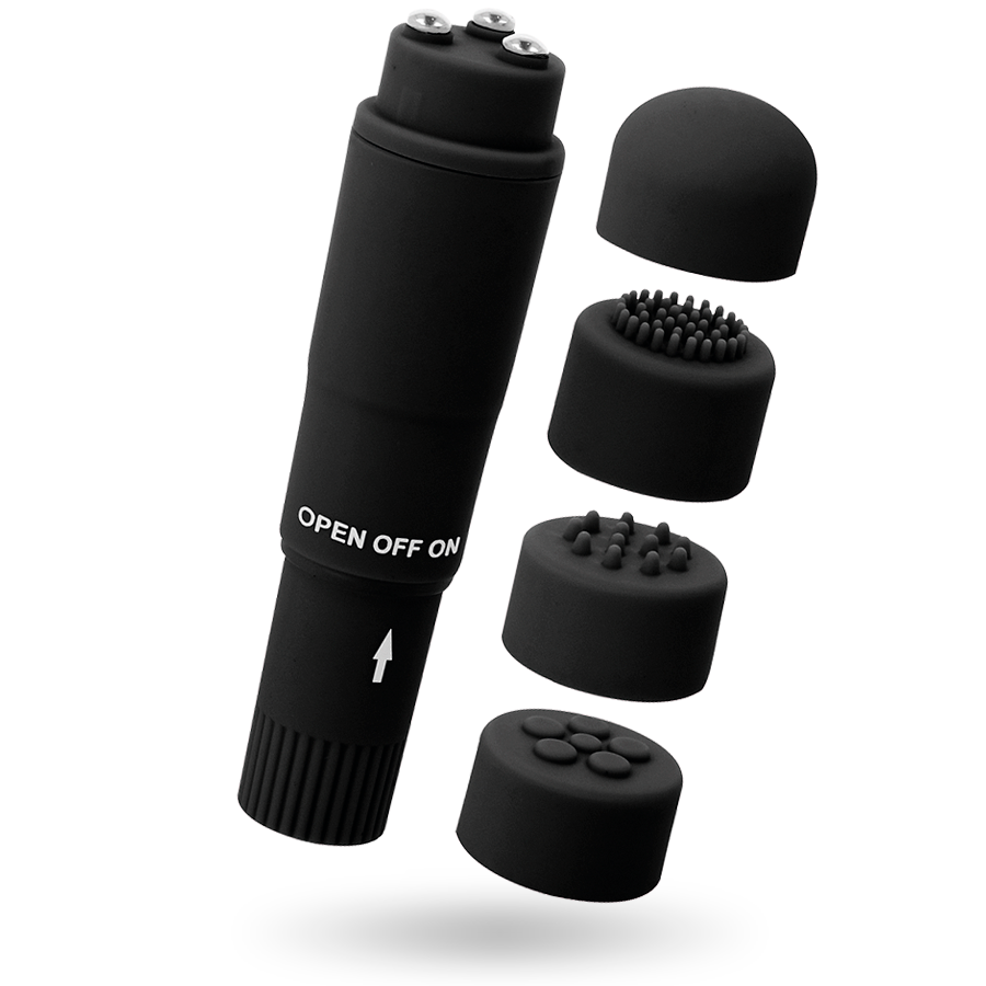 Glossy Kurt Mini Massaggiatore Tascabile con 4 Testine Nero – immagine 2