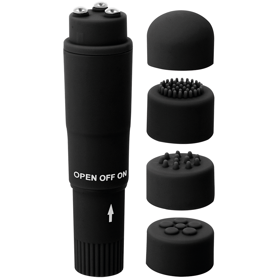 Glossy Kurt Mini Massaggiatore Tascabile con 4 Testine Nero – immagine 3