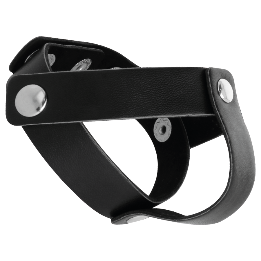 Darkness Anello Pene e Testicoli in Pelle con Rivetti – immagine 2