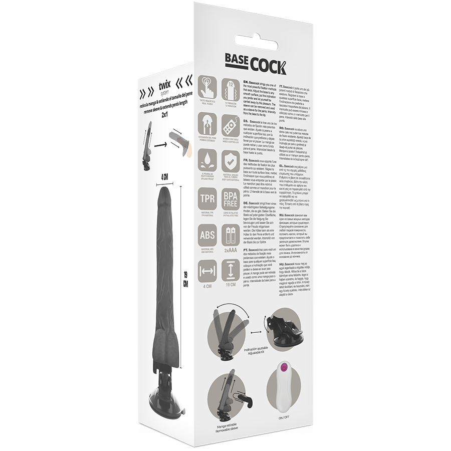 Basecock Vibratore Realistico con Telecomando Nero 19 cm – immagine 5