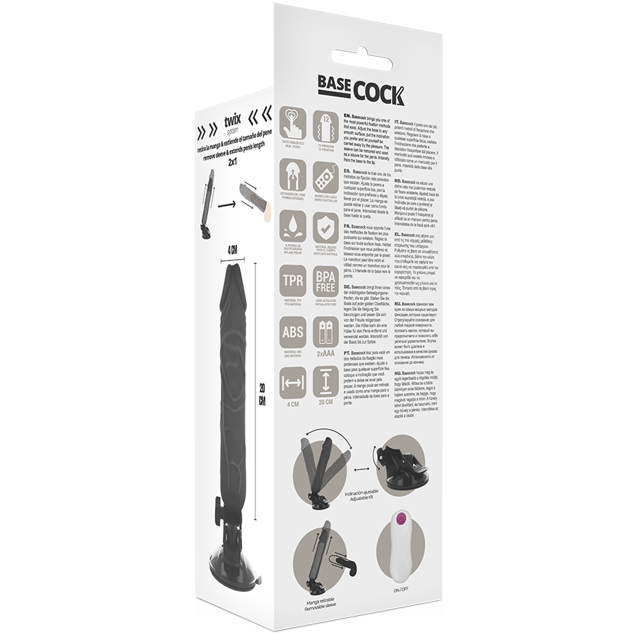 Basecock Vibratore Realistico con Telecomando Nero 20 cm – immagine 5