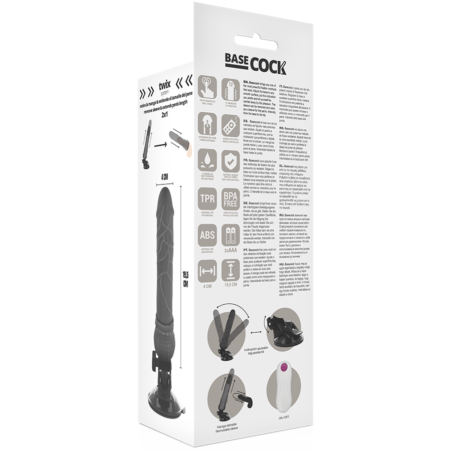 Basecock Vibratore Realistico con Telecomando Nero 19,5 cm – immagine 5