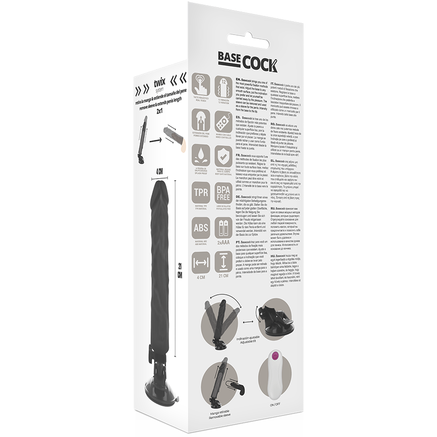 Basecock Vibratore Realistico con Telecomando Nero 21 cm – immagine 4