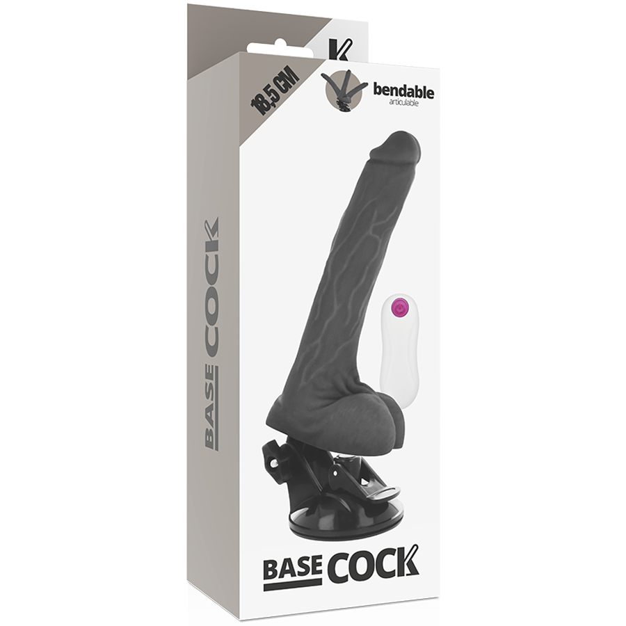 Basecock Vibratore Realistico Snodabile con Telecomando Nero 18,5 cm – immagine 5