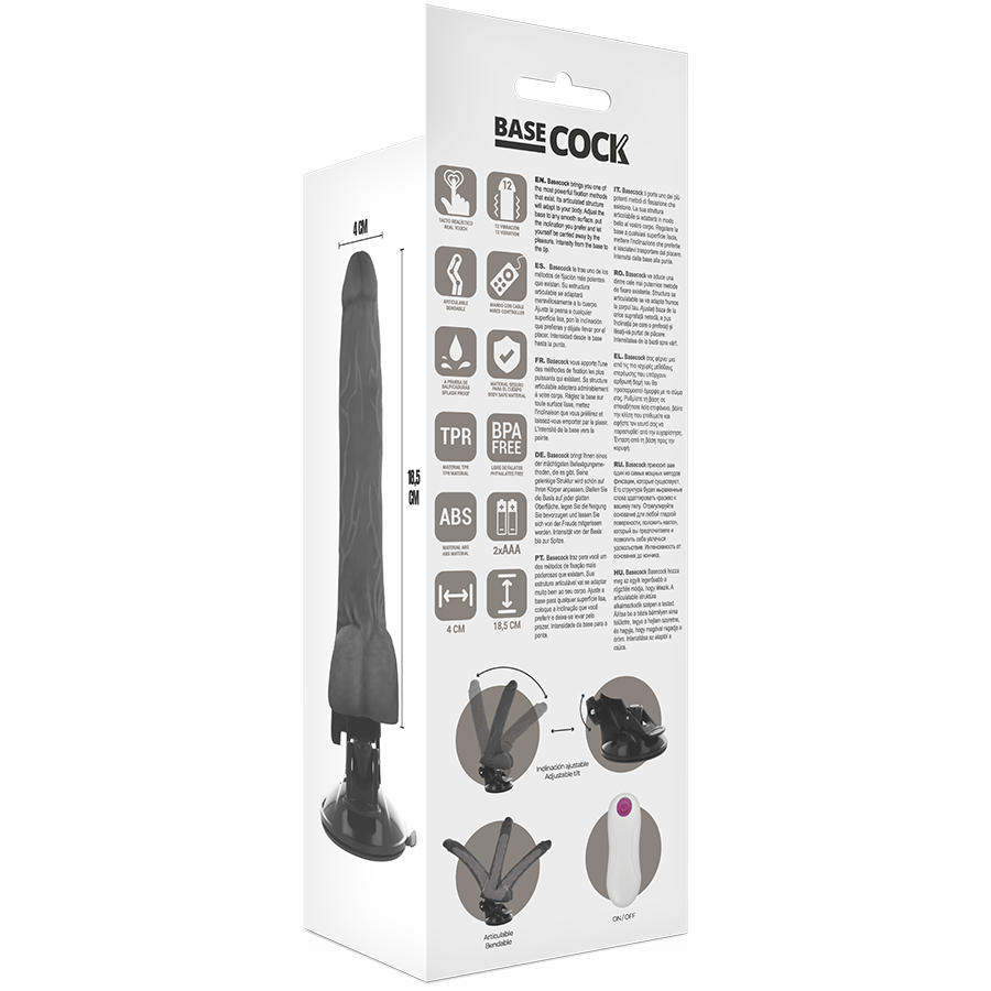 Basecock Vibratore Realistico Snodabile con Telecomando Nero 18,5 cm – immagine 6