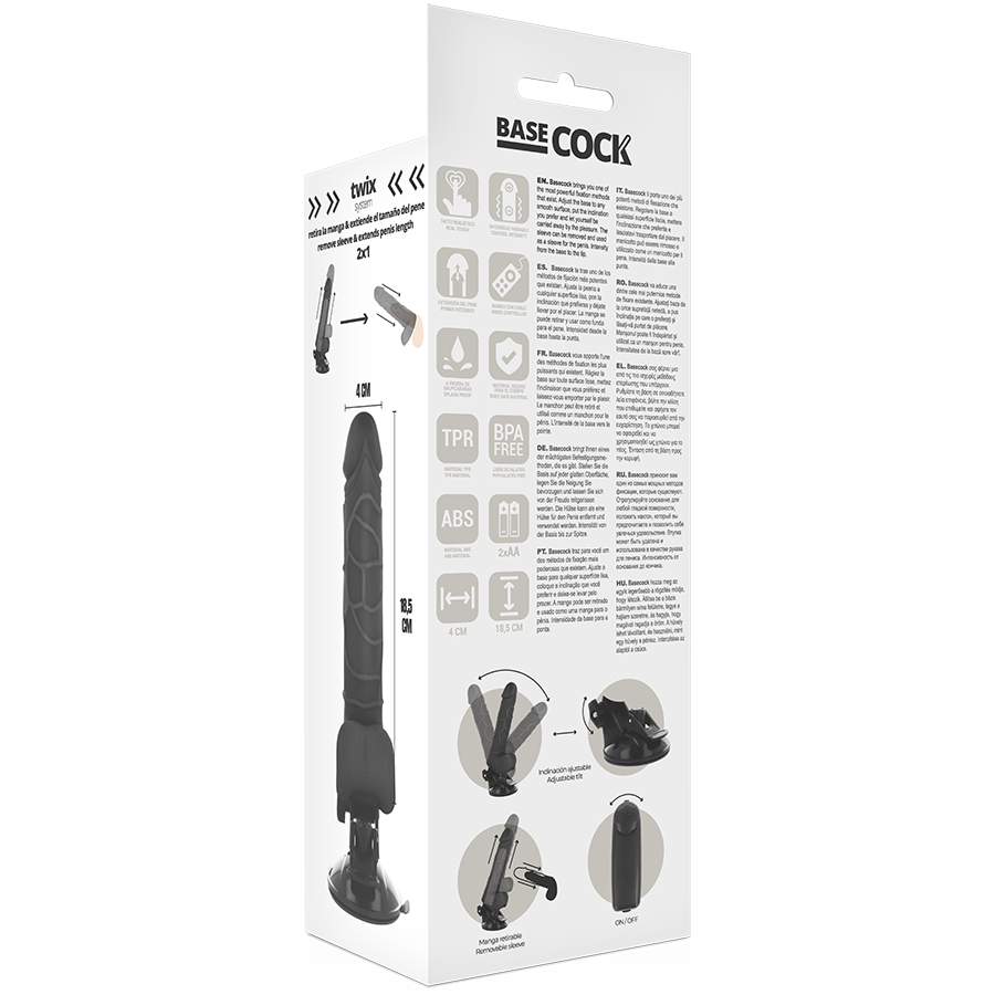 Basecock Vibratore Realistico con Telecomando Nero 18,5 cm Velocità Regolabile – immagine 5