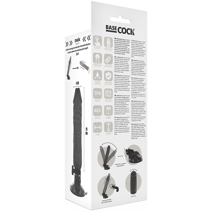 Basecock Vibratore Realistico con Telecomando Nero 20 cm Velocità Regolabile – immagine 5