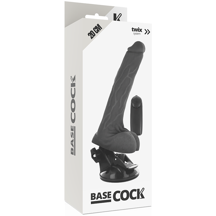 Basecock Vibratore Realistico con Telecomando con Testicoli Nero 20 cm Velocità Regolabile – immagine 4