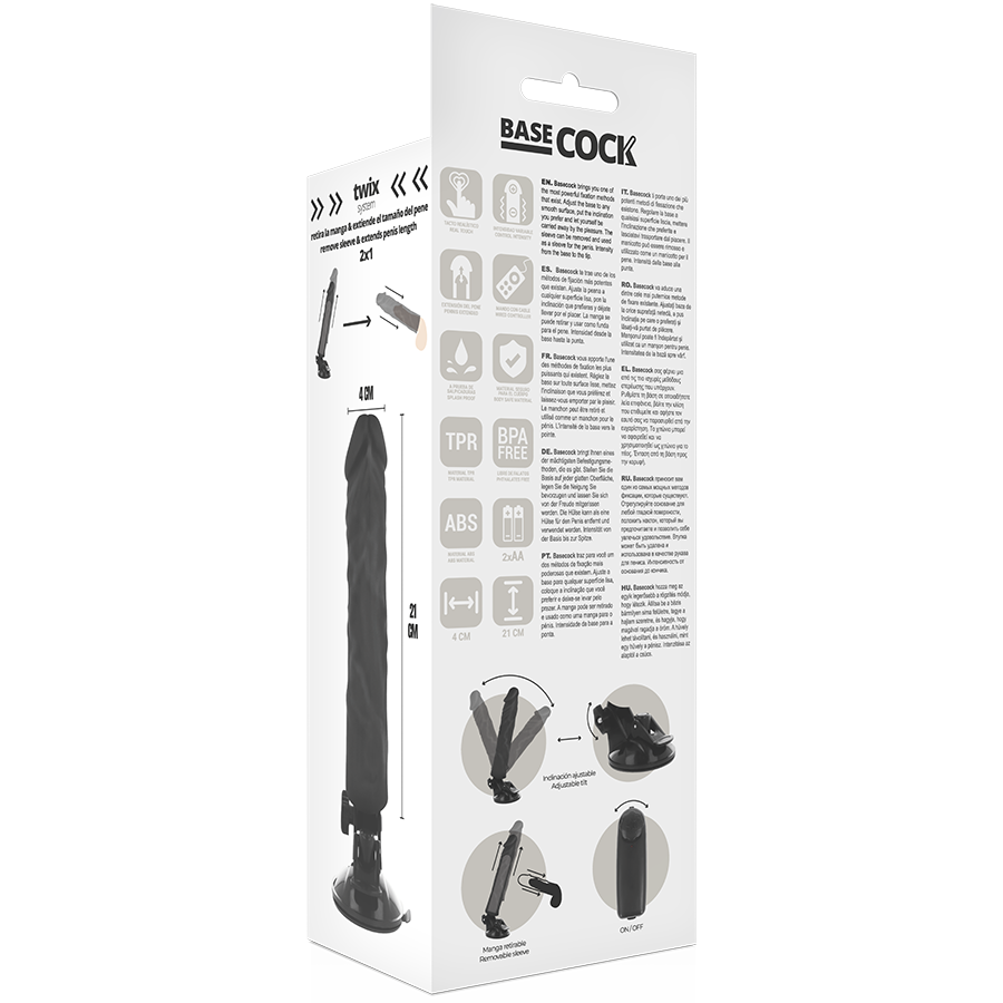 Basecock Vibratore Realistico con Telecomando Nero 21 cm Velocità Regolabile – immagine 5
