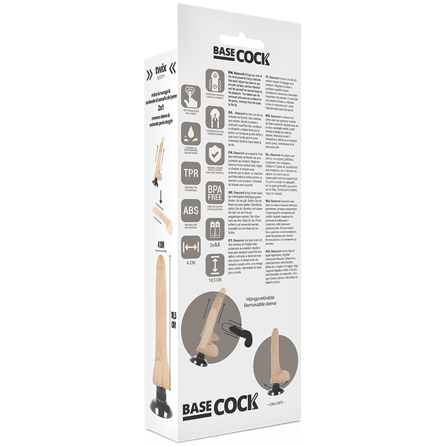 Basecock Vibratore Realistico 2 in 1 Naturale 18,5 cm – immagine 6