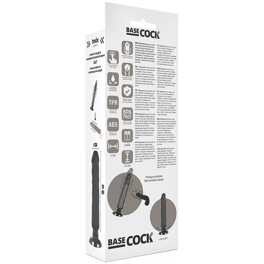 Basecock Vibratore Realistico 2 in 1 Nero 20 cm – immagine 6