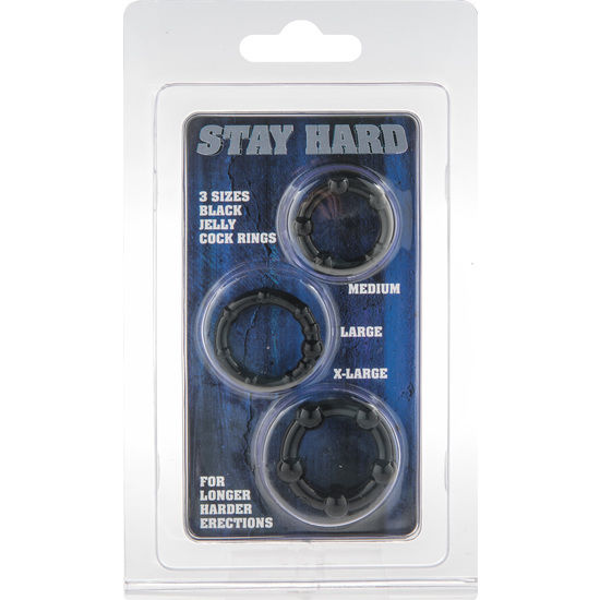 Seven Creations Stay Hard Set 3 Anelli per il Pene Neri – immagine 2