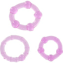 Set di tre anelli per il pene Seven Creations lilla con rilievi