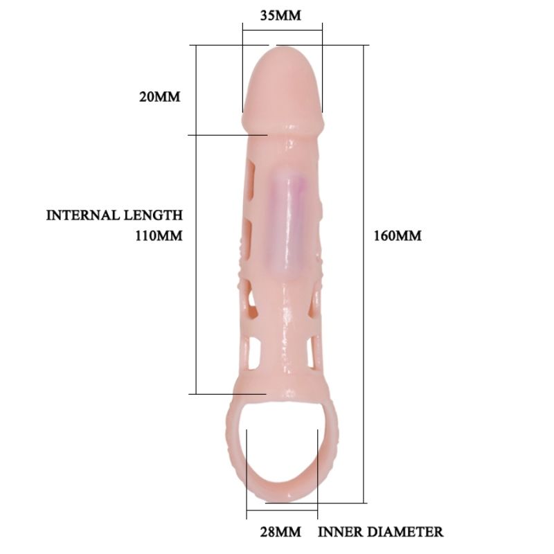 Baile Guaina Estensore Pene Vibrante con Cinturino Naturale 13,5 cm – immagine 6