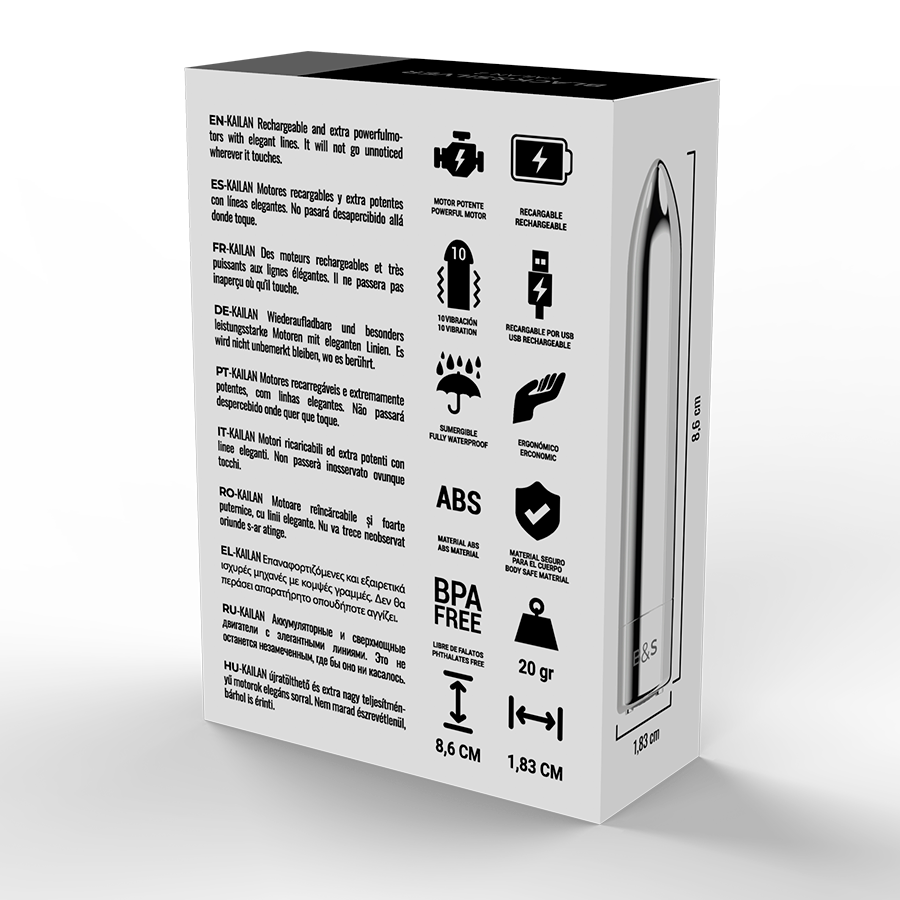 Black&Silver Kailan 2 Bullet Vibrante Ricaricabile Argento – immagine 6